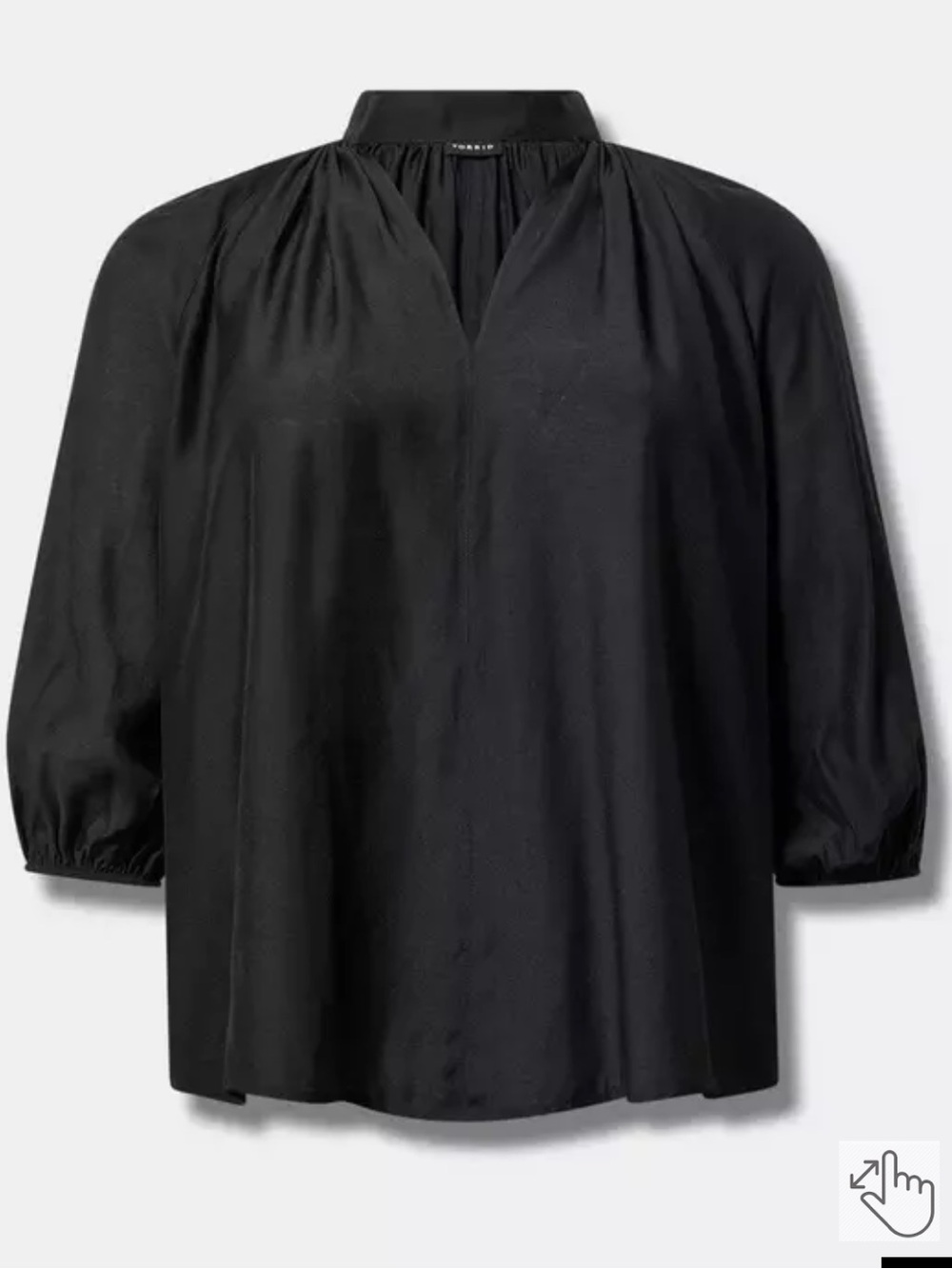 Torrid Size 0 Large 12 Black Peasant Raglan Blouse Split Neck